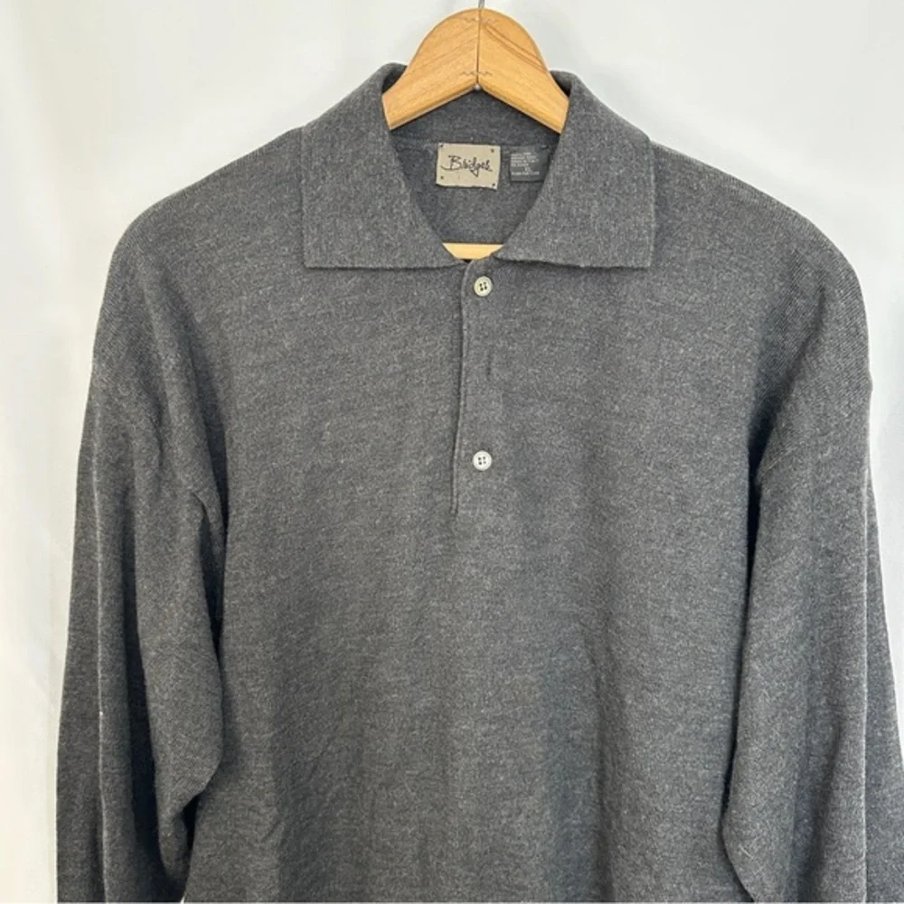 Bridges Sweater Mens XL 100% Fine Merino Wool‎ Made In Italy Collared Black